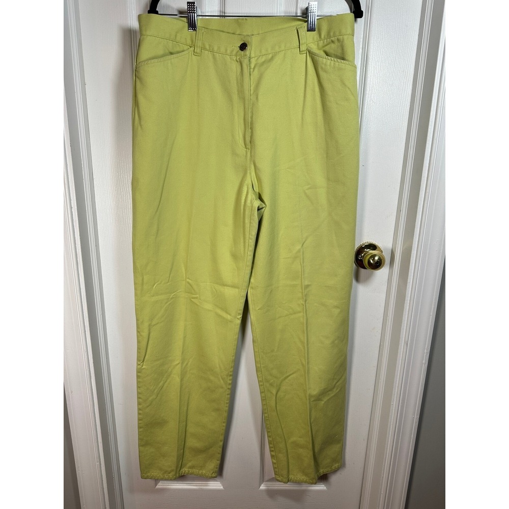 Jones Wear Sport Cotton Blend Women's Pants Straight Leg Casual Green Size 14